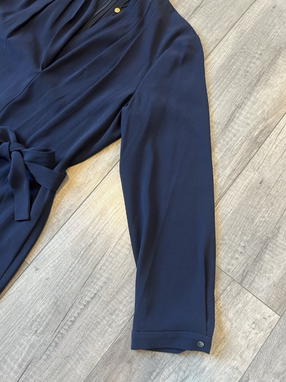 Kobi Halperin Charlee Dress M Navy Blue Long Sleeve Belted NWT $398 Pockets Zip - Picture 5 of 16